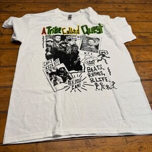 A Tribe Called Quest T Shirt Hip Hop Rap Music Graphic Tee White Gildan Heavy M
